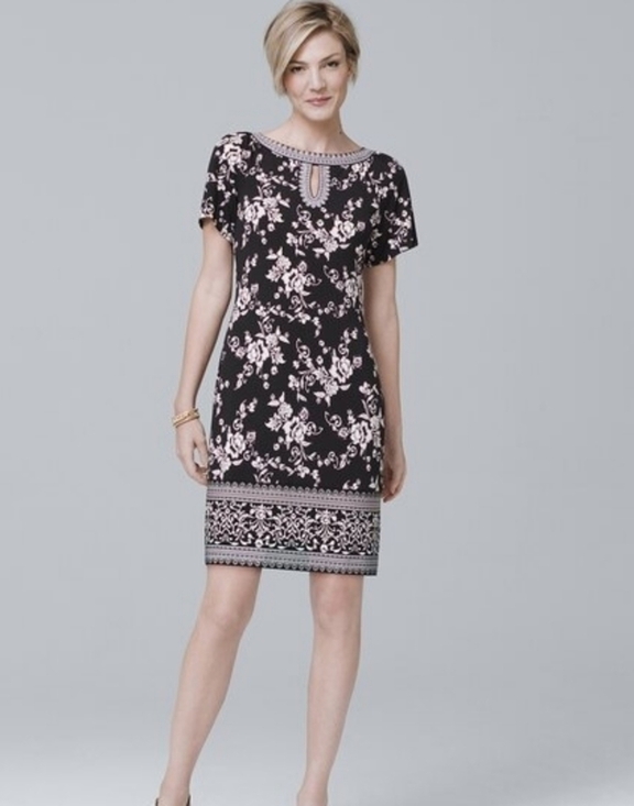 White House Black Market Dresses & Skirts - White House Black Market Floral Knit Shift Dress